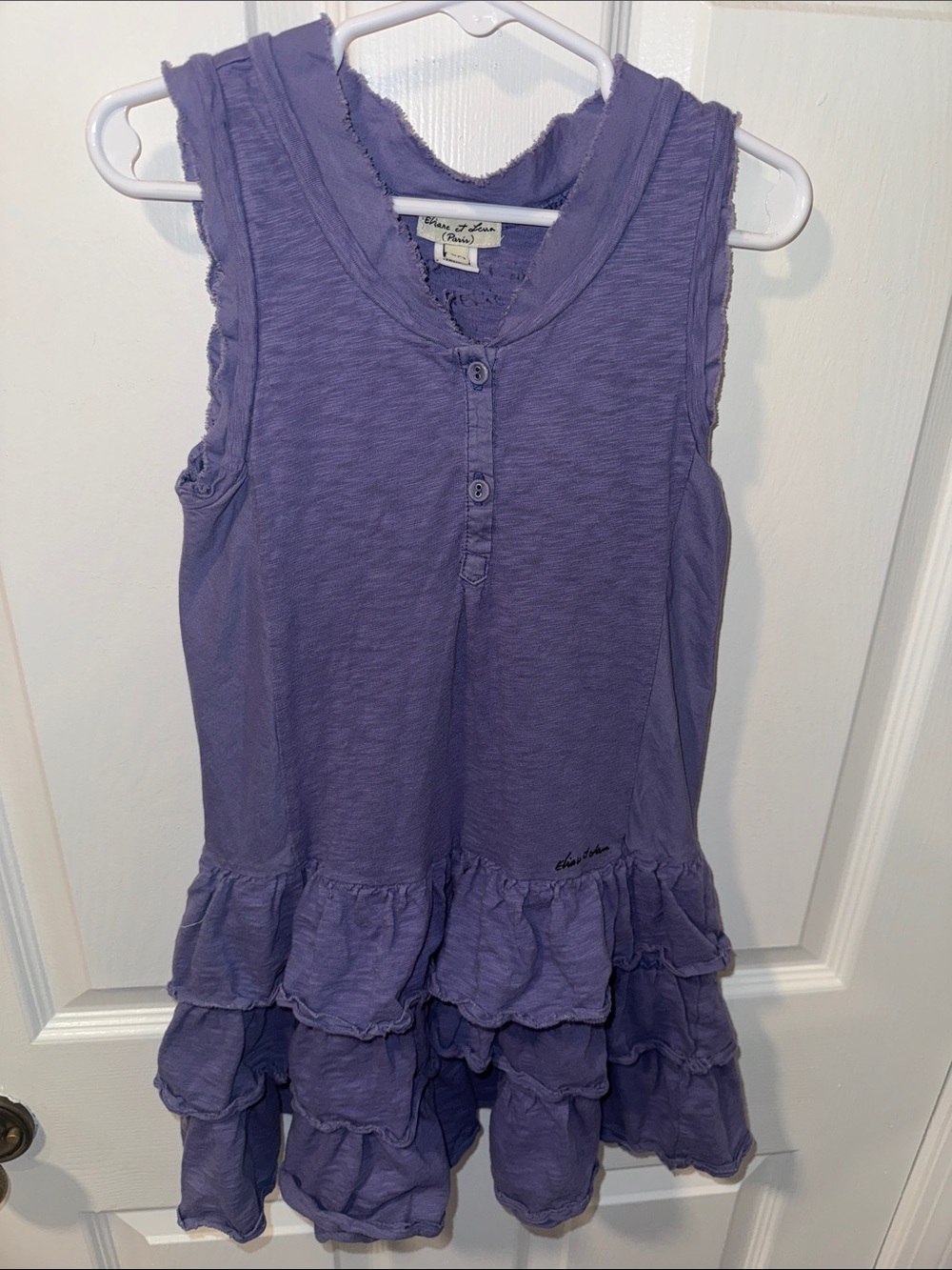 Eliane et Lena Signed purple Ruffle Tiered Sleeveless dress size 6